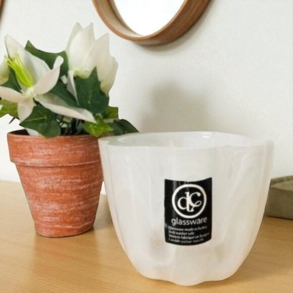 Marble Swirl Frosted Glass Bowl Dish - Picture 1 of 4